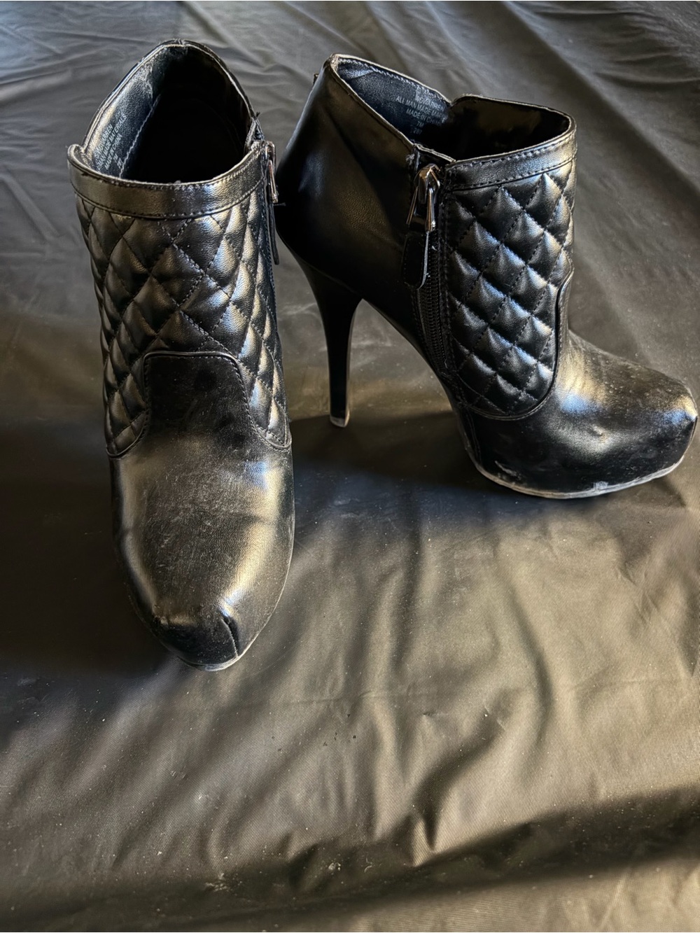 Guess Black Quilted Ankle Booties with Stiletto Heel